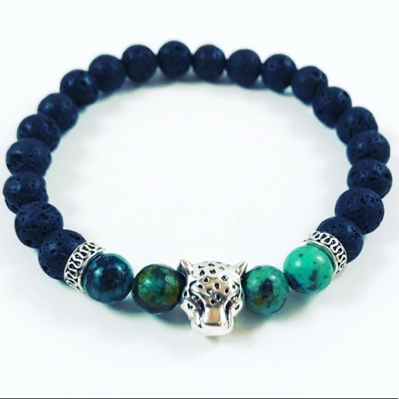 Men or women green turquoise lava rock panther - Picture 2 of 7